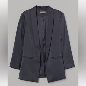 H&M women's satin blazer charcoal blue NWT